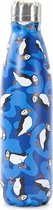 Eco Chic The Bottle - Thermosfles - Thermosfles 500 ml - Isoleerfles - Blauw - Pinguïns