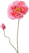 Viv! Home Luxuries Klaproos - 2 stuks - kunstbloem - roze - 75cm - topkwaliteit