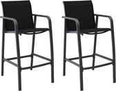 Decoways - Tuinbarstoelen 2 stuks textileen zwart