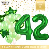Cijfer Ballon 42 Jaar Groen Forrest Green Boeket * Hoera 42 Jaar Verjaardag Decoratie Set van 15 Ballonnen * 80 cm Verjaardag Nummer Ballon * Snoes * Verjaardag Versiering * Kinder