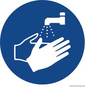 Pictogram bordje Handen wassen verplicht - iso7010 norm - 15x15cm - Polystyreen