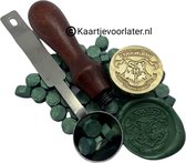 SET Smeltlepel & Stempel voor het maken van Waxzegels & lakzegels - Harry Potter - Hogwarts - Incl. 20 waxzegels groen