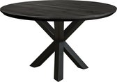Ronde zwarte eettafel met facetrand - gedraaid spinpoot onderstel - zwart