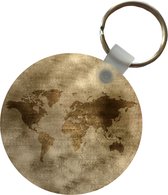Porte-clés - Wereldkaart - Goud - Marron - Plastique - Rond - Cadeaux à distribuer