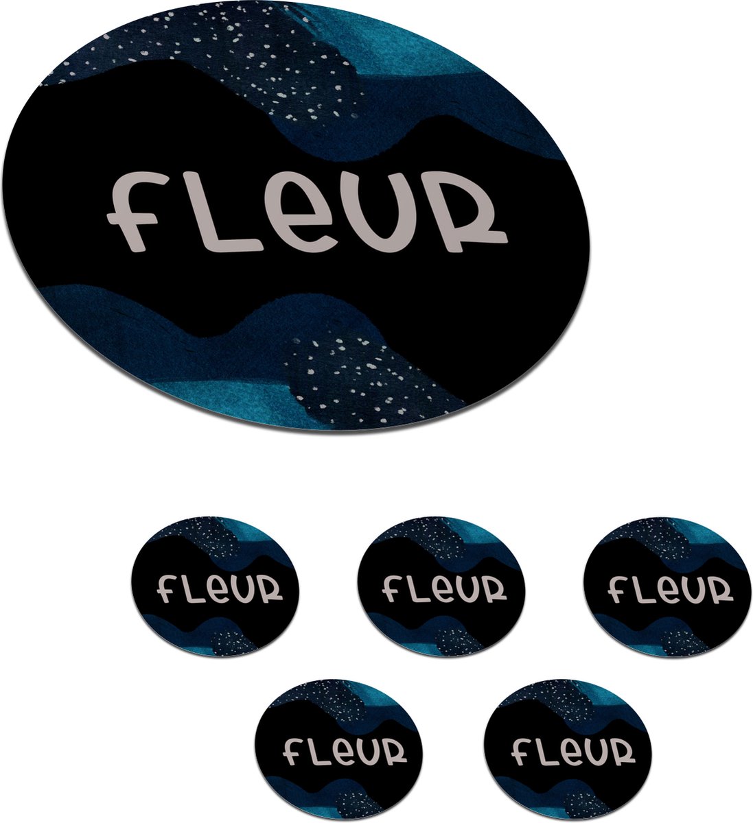 Onderzetters voor glazen - Rond - Fleur - Pastel - Meisje - 10x10 cm - Glasonderzetters - 6 stuks