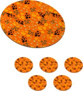 Onderzetters voor glazen - Rond - Oranje - Abstract - Patroon - 10x10 cm - Glasonderzetters - 6 stuks