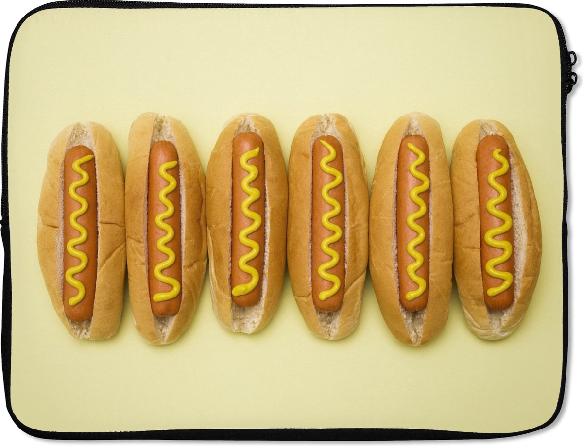 Laptophoes 17 inch - Fastfood hotdogs met mosterd - Laptop sleeve - SleevesAndCases