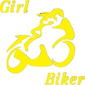 Girl biker sticker voor op de auto - Auto stickers - Auto accessories - Stickers volwassenen - 12 x 12 cm Geel