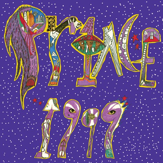 Albumhoes "Prince - 1999" met paarse achtergrond, paarse sterren en de titel in versierde letters.