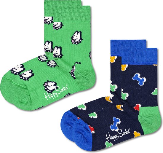 Happy Socks Kids Lot de 2 paires de chaussettes pour chien et Bone pour chien Taille 4-6 ans
