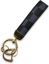 Luxe Sleutelhanger - Blauw Patroon met Gouden Hanger - Dames & Heren Designer Sleutel Hanger - Keychain Mode Cadeau - Fashion Auto Accessoires