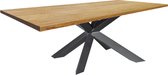 Bootmodel naturel eikenhouten tafel met facetrand - spin-poot