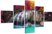 Schilderij - Waterval in het diepe bos, 5luik, premium print