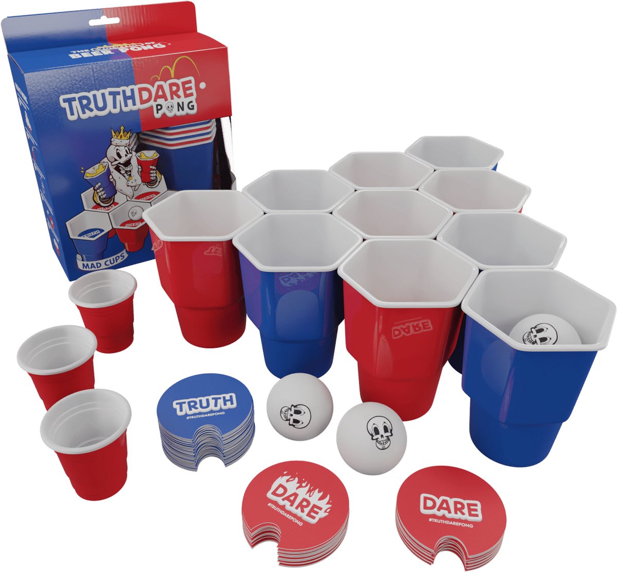 Dare Pong - Jeu De Soirée Action/Vérité + Beer Pong - 120 Défis - Pour Adultes 18+