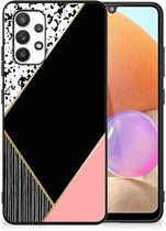 TPU Silicone Hoesje Geschikt voor Samsung Galaxy A32 4G | A32 5G Enterprise Editie Telefoonhoesje met Zwarte rand Black Pink Shapes