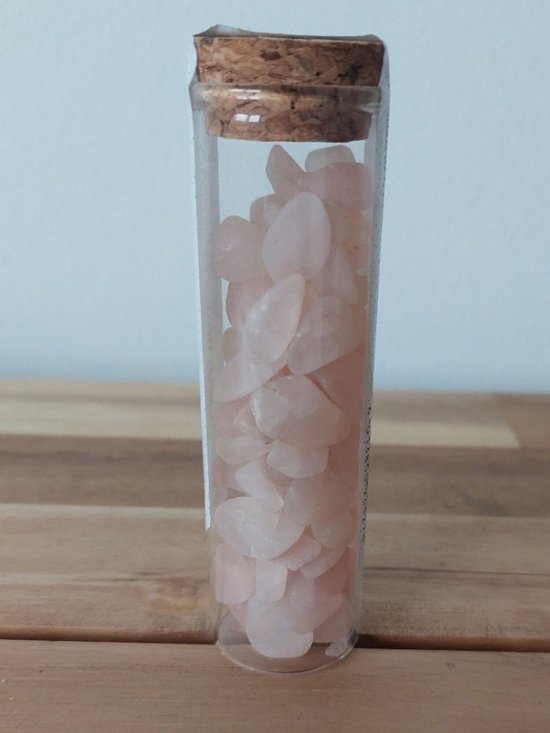 Tube avec cadeau de pierres précieuses - Quartz rose - Quartz rose - Minéraux de pierre - 10 x 3 cm