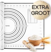 MANS Deegmat Groot Zwart - Siliconen bakmat - 60x50 CM - Bakken - Antikleef -Patisseriemat - Deeg - Deegmat Siliconen - Deegmat met afmeting en bemating -Stevig - Anti slip