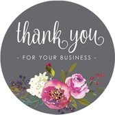 Stickers rond "Thank You-for your business ▪︎ 50 stuks ▪︎ Multiplaza ▪︎ grijs ▪︎ bloemen ▪︎ promoten bedrijf ▪︎ bedankt ▪︎ bedankje▪︎ bestellingen