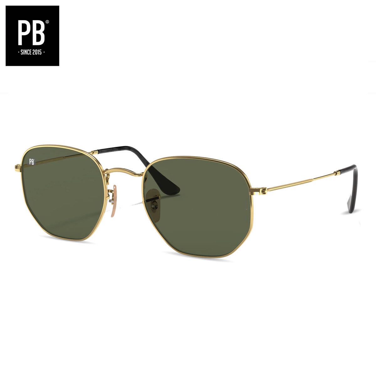 PB Sunglasses - Hex Metal Polarised. - Zonnebril heren en dames - Gepolariseerd - Goud metalen frame - Hexagon stijl - PB Sunglasses®