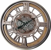 Gear Clock Bronze Roman with Wood Dia80x8.5cm