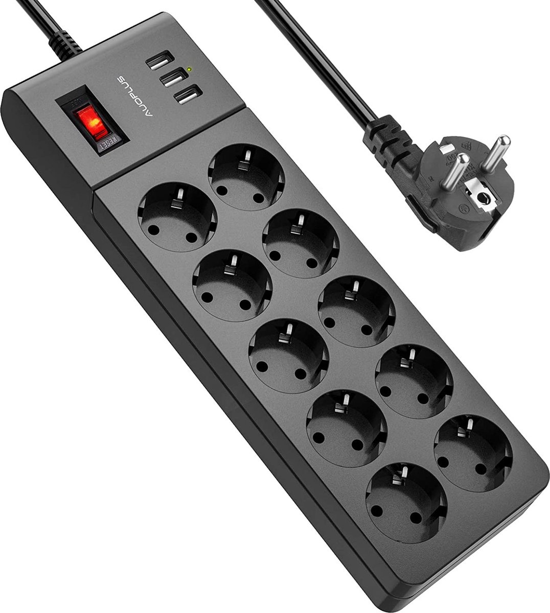 Multi Stopcontact Wandgemonteerde stekkerdoos AUOPLUS Multi-stopcontact met 10 ...