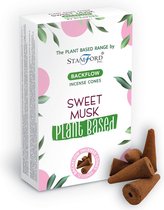 Backflow Wierook kegels - Sweet Musk - 12 Stuks - Plantaardig - Vegan - Plant Based - Incense Cones - Waterval Wierook