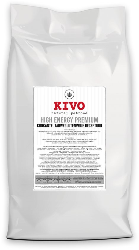 Kivo Petfood Hondenbrokken Krokant High Energy Premium 15 kg - Tarweglutenvrij
