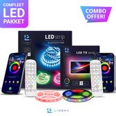 Lideka® - LED strip 3 meter + TV strip 2M - RGB - Met Afstandsbediening - Zelfklevend - Verlichting - Led Lights - Led Light Strip - Licht strip