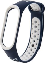 DrPhone XB4 - Mi band - sportHorlogeband - Armband Geschikt voor smartwatches/Mi band 3/4 - Donker blauw/Wit