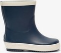 Botte de pluie bleu foncé avec bordure beige en haut et en bas.