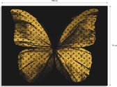 Glasschilderij LV Golden Butterfly  - 75 x 100 cm -  Schilderij Woonkamer - Slaapkamer