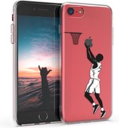 kwmobile telefoonhoesje geschikt voor Apple iPhone SE (2022) / iPhone SE (2020) / iPhone 8 / iPhone 7 - Hoesje voor smartphone in zwart / wit / transparant - Basketballer design