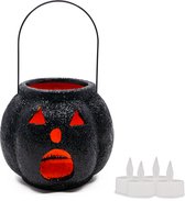 Halloween Pompoen Lantaarn met LED licht – Helloween Decoratie – Zwart