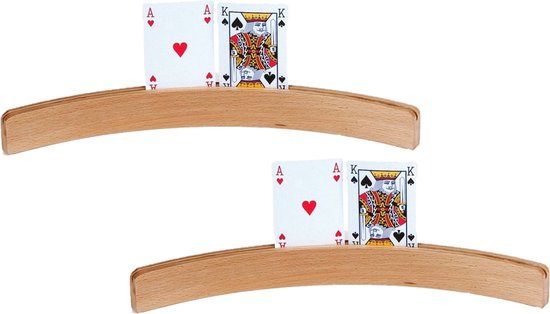 Afbeelding van het spel 4x Speelkaartenhouders / kaartenstandaarden - hout - 3,5 x 8,5 x 46,0 cm - Kaarthouders - Standaarden