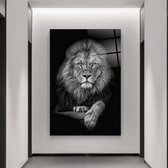 Wallyard - Glasschilderij Leeuw - Wall art - Schilderij - 60x90 cm - Premium glass - Incl. muur bevestiging