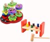 Afbeelding van het spelletje Montessori Educatief Houten Speelgoed - Puzzel Vormenstoof Sorteerpuzzel Sorteerspel Lieveheersbeestje + Hamerbank - Hamertje Tik - Vormenstoof - Peuter Kleuter Speelgoed - Stapel Blokken