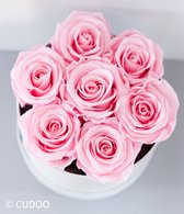 Flowerbox Longlife rozen | Doos wit | Roses Pink | 7 rozen | Valentijn | cadeau vrouw | cudoo flowers | cudoo.nl