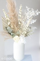 Droogbloemen incl. vaas | boeket 75cm | Natural White | Pampas pluim | longlife roos | cadeau vrouw | Cudoo Flowers | cudoo.nl