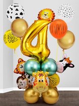 26 stuks ballonen incl. tape set - 4 jaar - verjaardag - kinderfeestje - feestje - ballonen - dieren aap - leeuw - giraffe - koe - natuur - decoratie - kind - kado - mooi