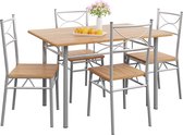 Furnibella 5 delig Eethoek Paul Eettafel 4 Stoelen - Eetkamer Keuken - Beuken
