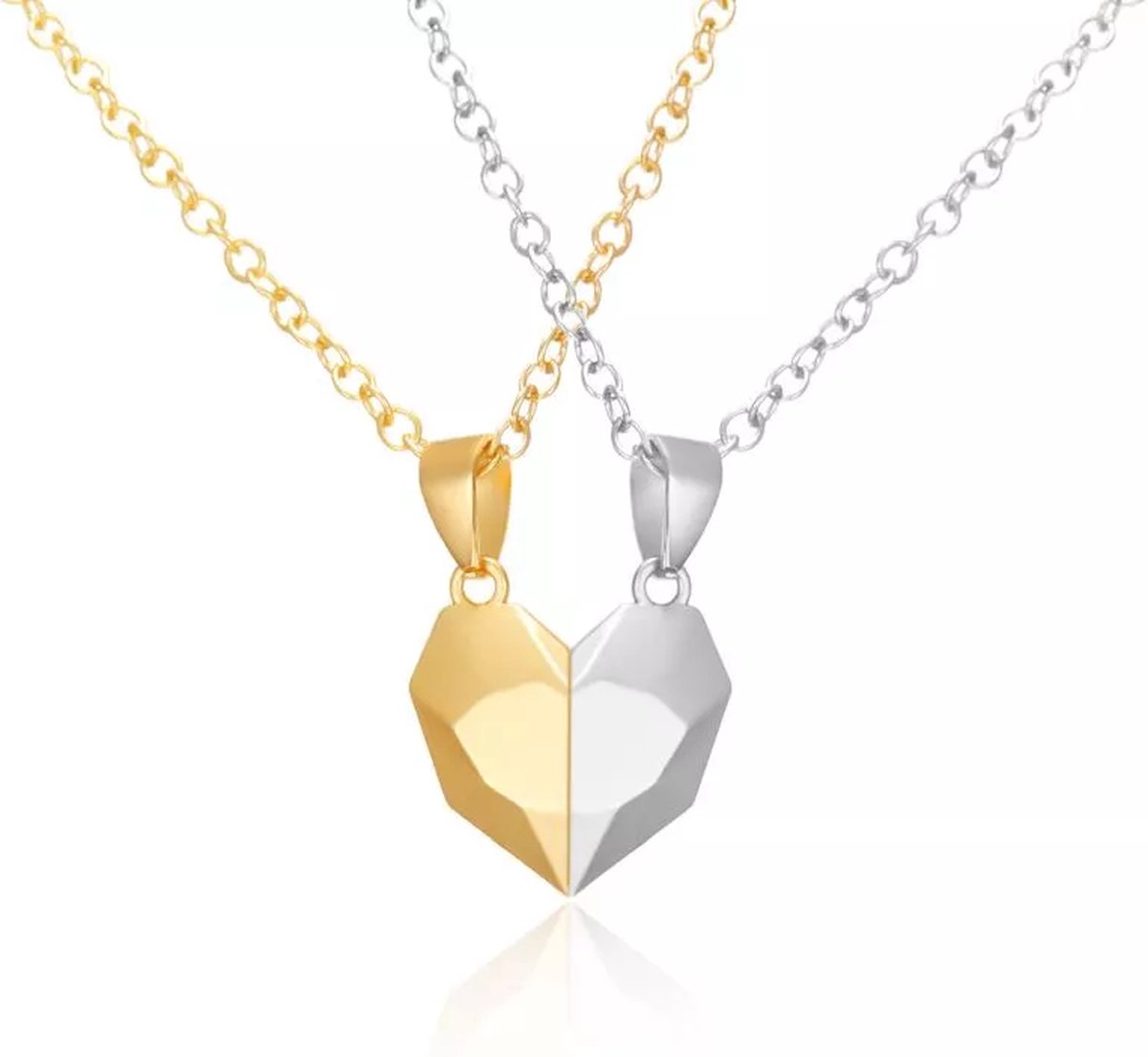 Koppel kettingen hart | goud zilver | magnetisch ketting | liefde | Sparkolia... | bol.com