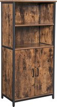 Boekenkast - Vintage Houten Kast - Industriële Kasten - 2 Deuren - 60 x 35 x 125 cm (L x B x H)