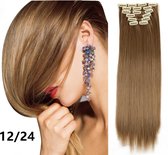 Premium Fiber Synthetic Clip in Extensions - Straight - 55cm- (#12/24) Light Toffee Brown 777