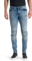 Purewhite - Jone 600 Damaged Heren Skinny Fit   Jeans  - Blauw - Maat 33