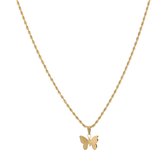 Michelle ketting vlinder - goud - stainless steel - rvs