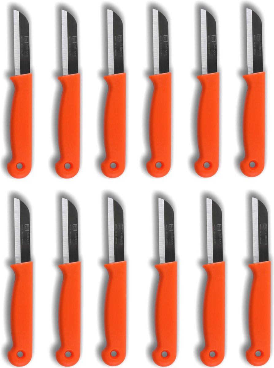 Solingen Oranje Schilmesjes - RVS - 16 cm met Gat - Set van 12