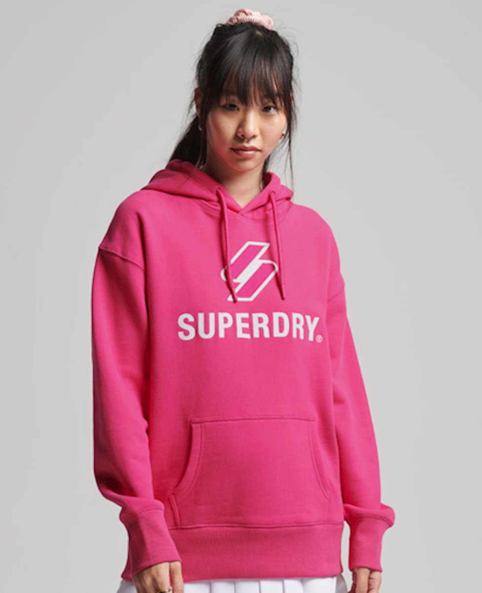 Superdry Dames Trui Code oversized hoodie met logo in appliqué 34y – Raspberry Sorbet
