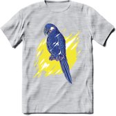 Dieren T-Shirt | Papegaai shirt Heren / Dames | Wildlife parrot cadeau - Licht Grijs - Gemaleerd - XXL