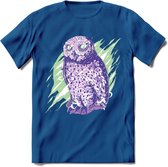 Dieren T-Shirt | Uil shirt Heren / Dames | Wildlife owl cadeau - Donker Blauw - 3XL