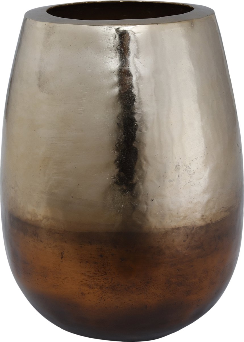 PTMD Vaas PTMD Fab Gold with antique copper alu pot 18x18x26 hoog goud / koper